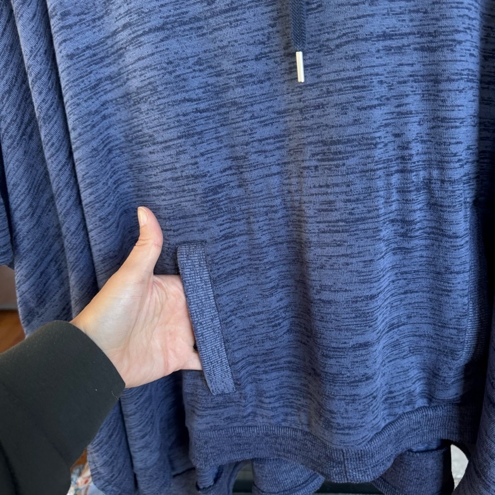 Athleta Blissful Blue Pullover Hoodie Poncho Oversized Sweatshirt Small - Picture 3 of 6